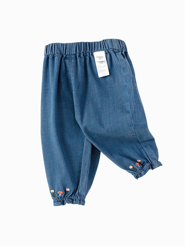 girl denim pants with embroidery
