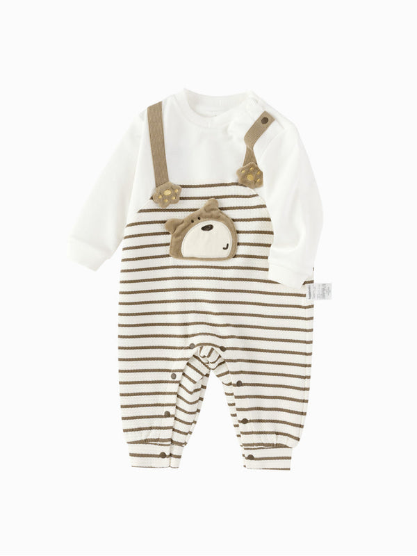 Unisex Striped Overall One Piece