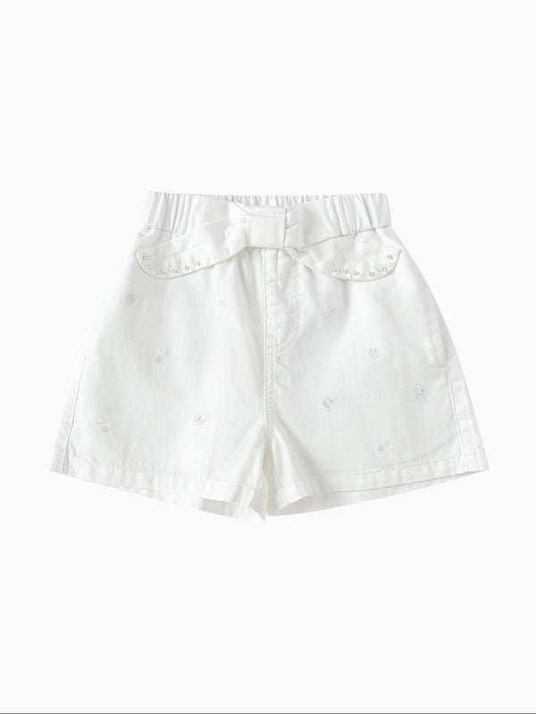 Toddler Shorts with Embroidery and Pearls