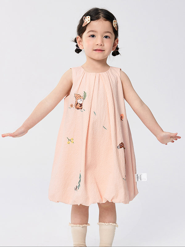Toddler Sleeveless Dress with Embroidery