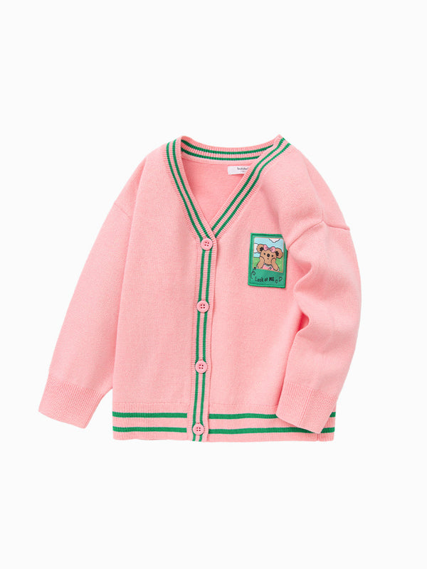 knitted girl cardigan with patch