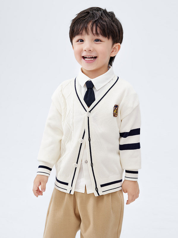 knitted boy cardigan with patch