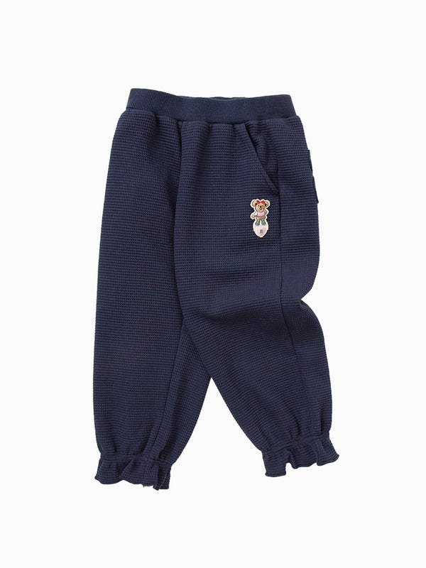 textured girl pants with patch