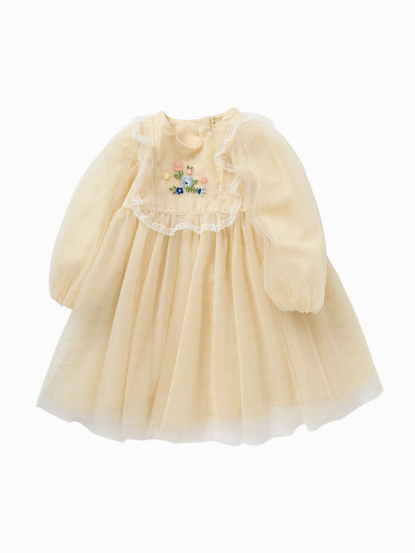 tulle girl dress with embroidery