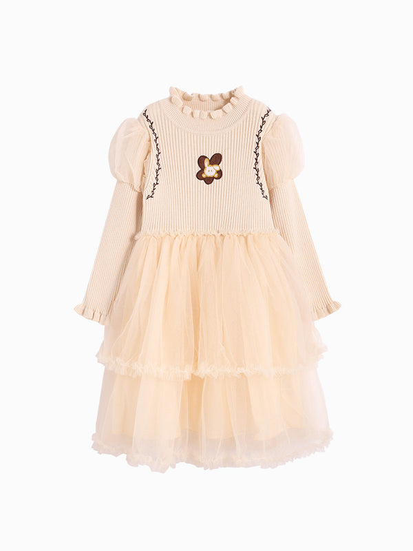 tulle girl dress with embroidery