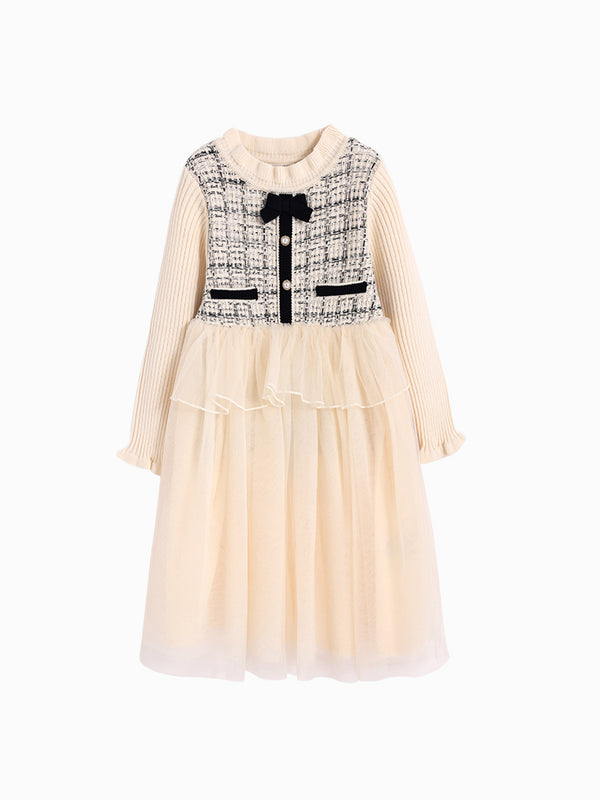 tulle girl dress with tuede