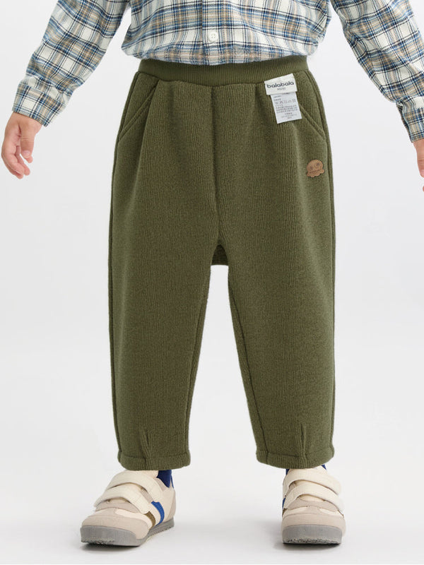 Boys' Ribbed Pants with Back Pocket and Patch