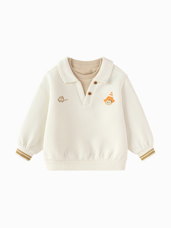 Boys' Polo Sweatshirt with Embroidered Details