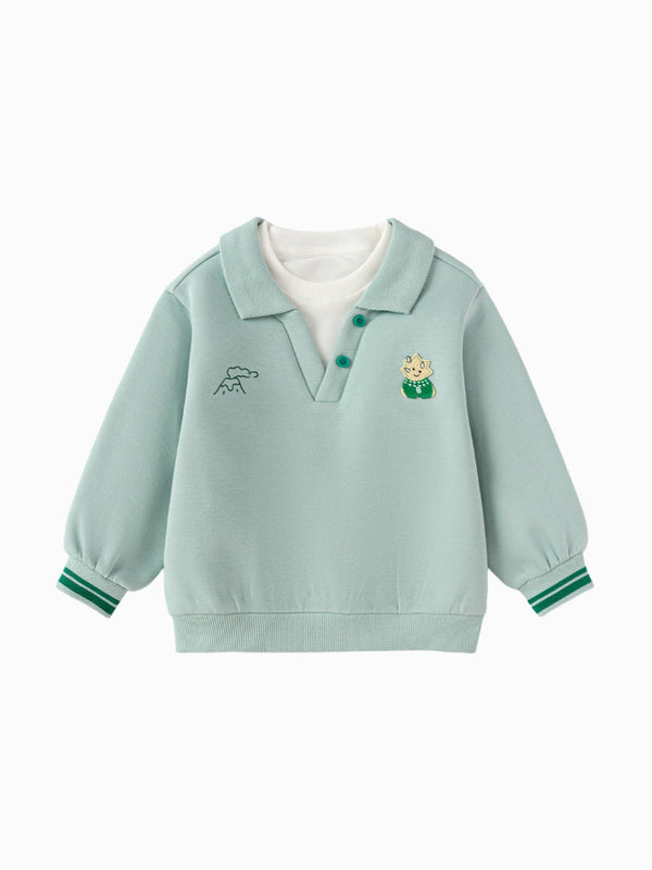 Boys' Polo Sweatshirt with Embroidered Details
