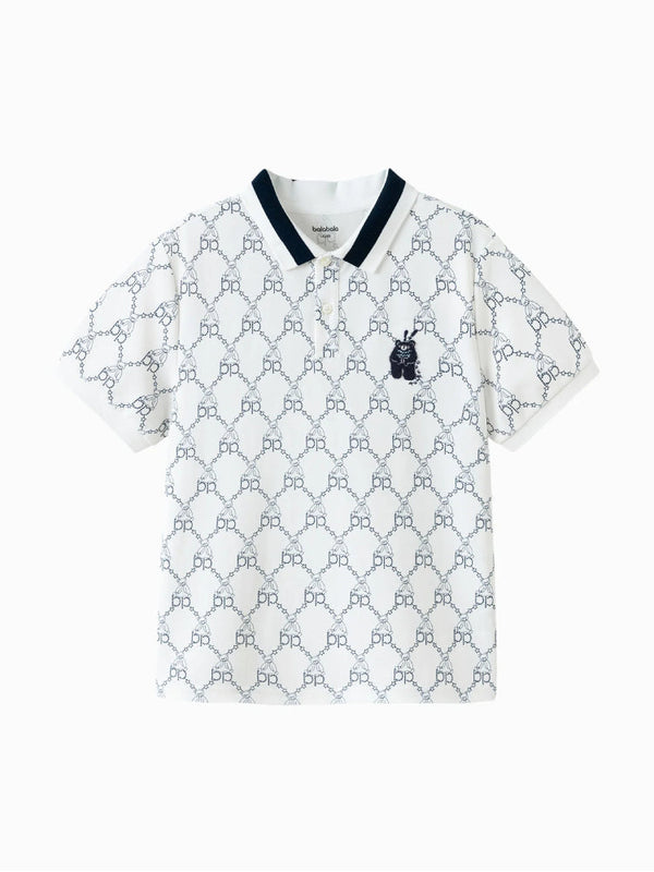 Boys' Polo T-Shirt with Allover Print