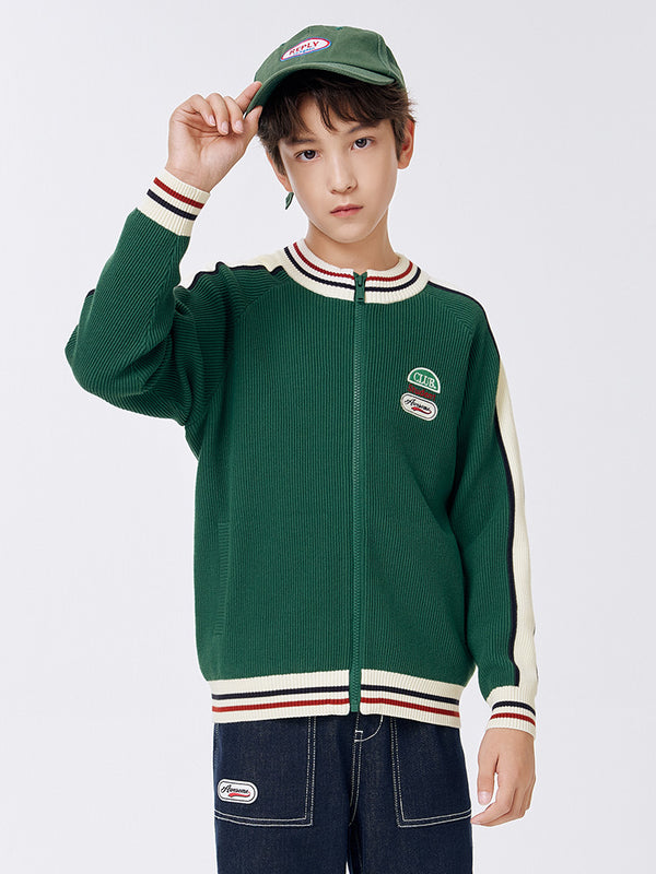 zip through knitted cardigan