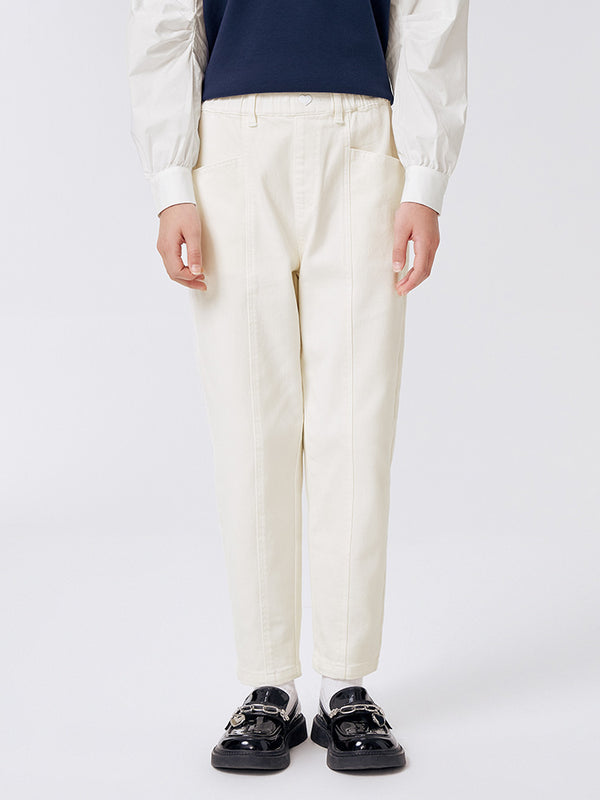 solid colored denim pants