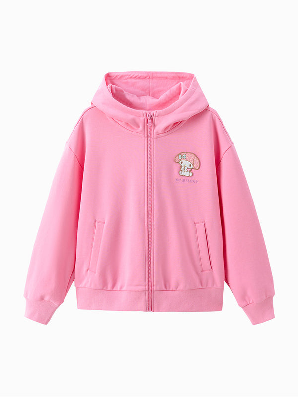 zip-through hoodie with embroidery