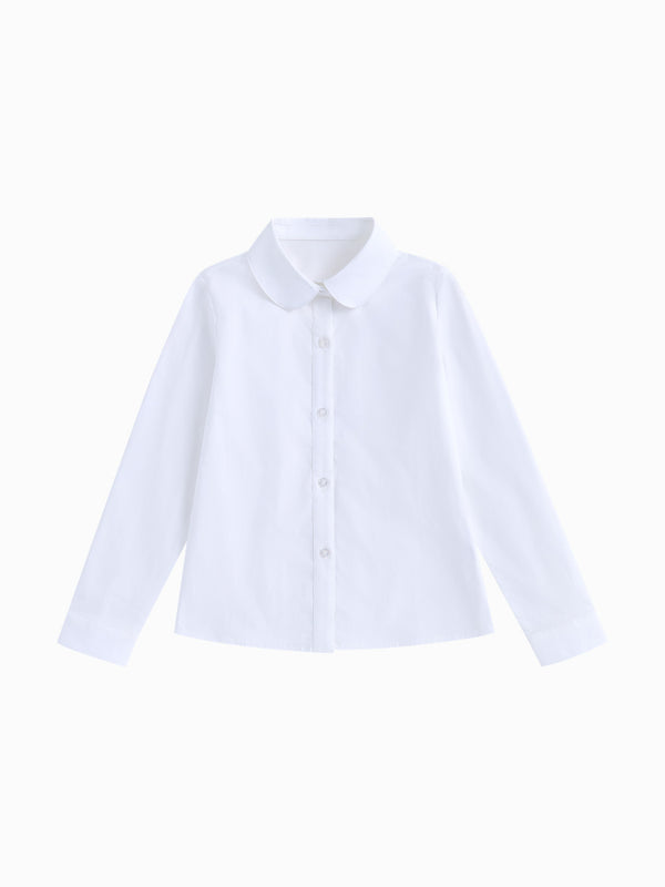 Long Sleeve Solid Color Shirt - Front Button Closure with Classic Collar