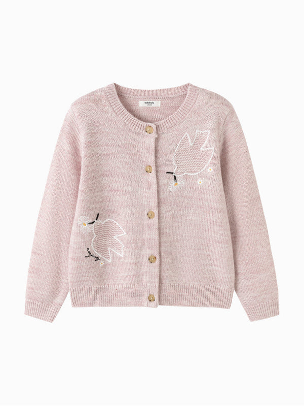 Girls' Knitted Cardigan With Embroidery