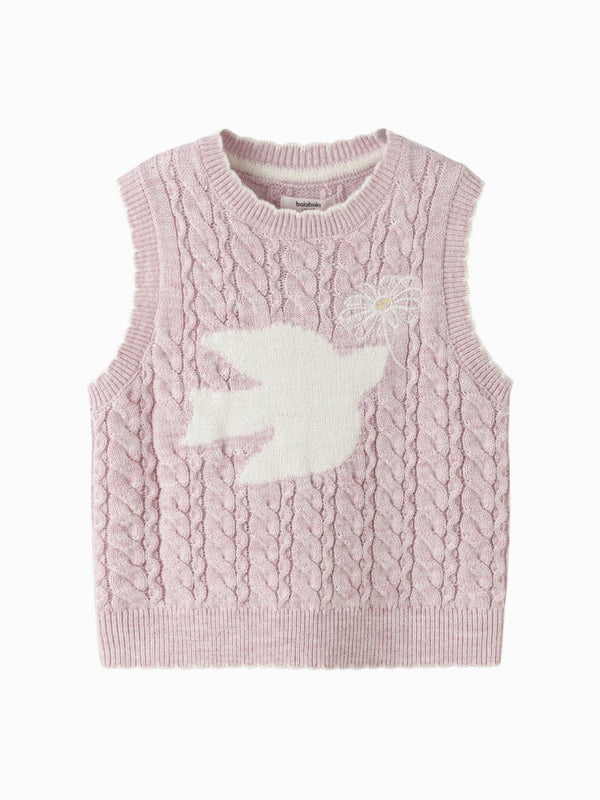 Girls' Knitted Vest With Jacquard Detail