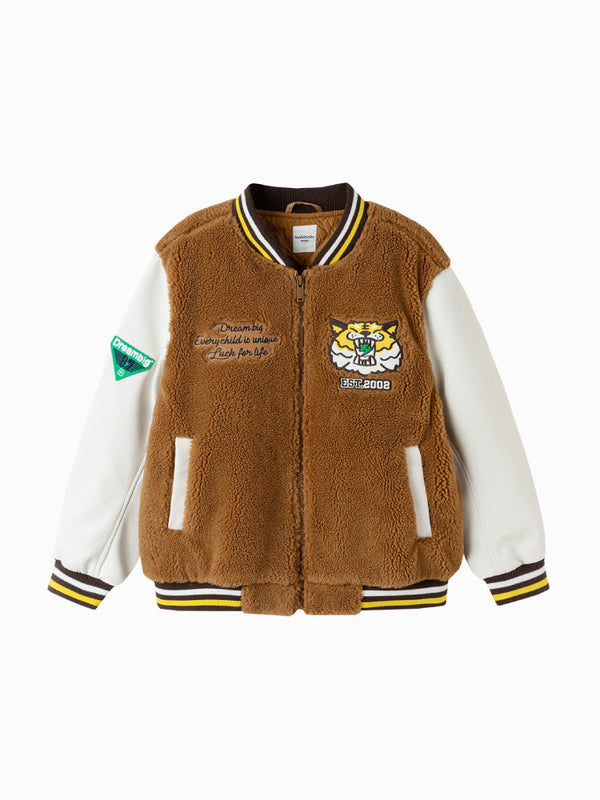 Boys' Varsity Bomber Jacket with Tiger Patch
