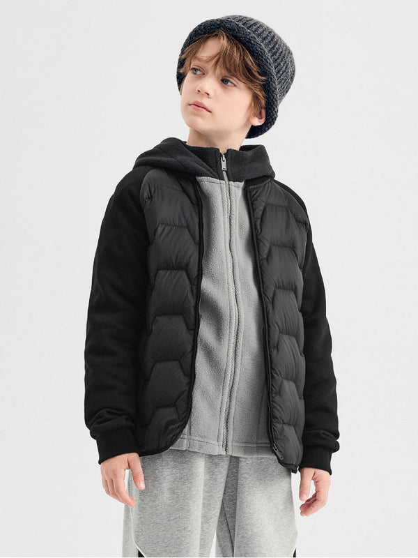 Boys' Quilted Bomber Jacket with Front Zipper